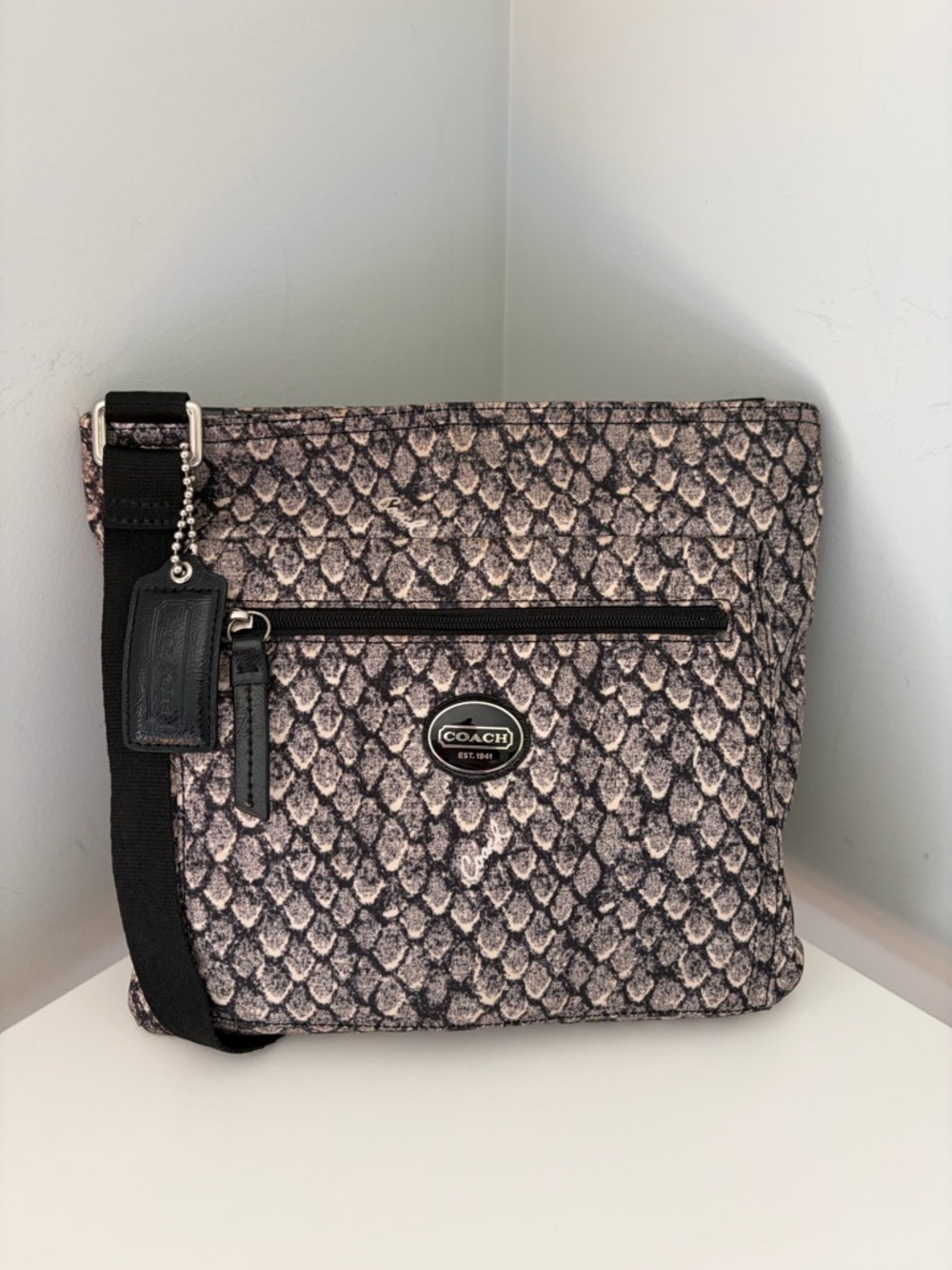 Coach Snake-Print Nylon Crossbody Bag